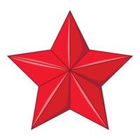 Five-pointed red star icon, cartoon style vector