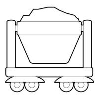 icono de carro de mina, estilo de esquema vector