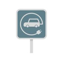 Electric car road sign icon flat isolated vector