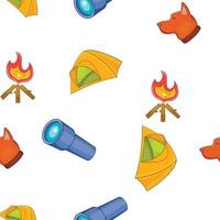 Camping elements pattern, cartoon style vector