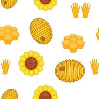 Beekeeping pattern, cartoon style vector