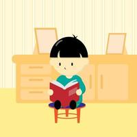 A boy is reading a book vector