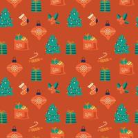 New Year's seamless pattern. Christmas elements. Christmas mood. Vector image.