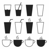 Vector design of drinks in glasses and cups