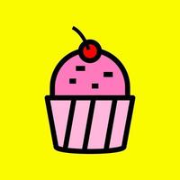 Vector illustration of a steamed cake with a cherry on top