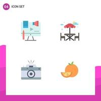 Mobile Interface Flat Icon Set of 4 Pictograms of business photography digital water photo Editable Vector Design Elements