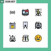 Modern Set of 9 Filledline Flat Colors Pictograph of web security live hosting injury Editable Vector Design Elements