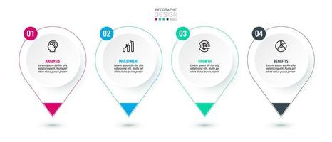 concepto de negocio de plantilla infográfica con paso. vector
