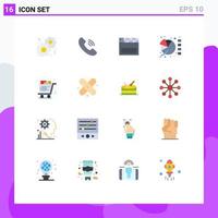 Pack of 16 creative Flat Colors of shopping full usa cart pie Editable Pack of Creative Vector Design Elements