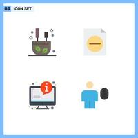 Modern Set of 4 Flat Icons Pictograph of burning info sticks file access Editable Vector Design Elements