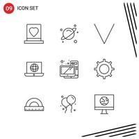 User Interface Pack of 9 Basic Outlines of hardware computer arrow technical world Editable Vector Design Elements