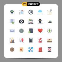 Set of 25 Modern UI Icons Symbols Signs for faucet rain finance weather cloud Editable Vector Design Elements