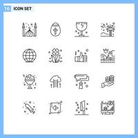Stock Vector Icon Pack of 16 Line Signs and Symbols for islamic tree holidays palm logistic Editable Vector Design Elements