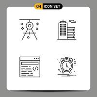 Line Pack of 4 Universal Symbols of architecture web drafting business text Editable Vector Design Elements