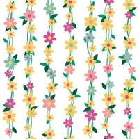 Floral seamless pattern with colourful flowers on a white background. Branches and blossoms. Vector illustration.