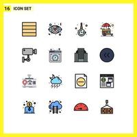 conjunto de 16 iconos modernos de la interfaz de usuario signos de símbolos para la cámara de seguridad soporte de joyería elementos de diseño de vectores creativos editables
