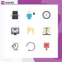 Universal Icon Symbols Group of 9 Modern Flat Colors of growth analysis padlock timer clock Editable Vector Design Elements