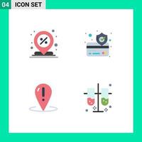 4 iconos planos universales establecidos para aplicaciones web y móviles centro ubicación porcentaje punto de pago elementos de diseño vectorial editables vector