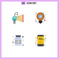 Group of 4 Flat Icons Signs and Symbols for audio light bulb hardware energy proteins Editable Vector Design Elements