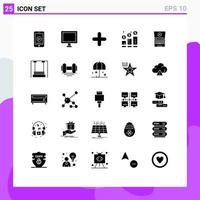 Pack of 25 Modern Solid Glyphs Signs and Symbols for Web Print Media such as computing money new graph increase Editable Vector Design Elements