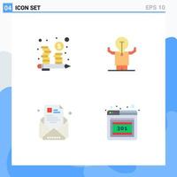 Pictogram Set of 4 Simple Flat Icons of budget email management man e Editable Vector Design Elements