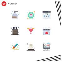 9 Universal Flat Color Signs Symbols of love heart productivity rabbit seo Editable Vector Design Elements