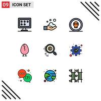 Filledline Flat Color Pack of 9 Universal Symbols of content baby coin easter pirate Editable Vector Design Elements