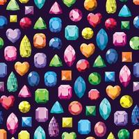 Pattern with various colored gemstones. vector