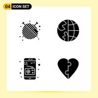 4 Creative Icons for Modern website design and responsive mobile apps. 4 Glyph Symbols Signs on White Background. 4 Icon Pack. vector