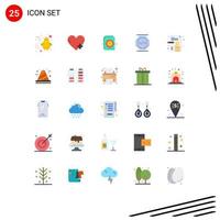 Mobile Interface Flat Color Set of 25 Pictograms of business paper working file work rest Editable Vector Design Elements