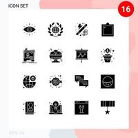 Pictogram Set of 16 Simple Solid Glyphs of machine window creative interior decor Editable Vector Design Elements