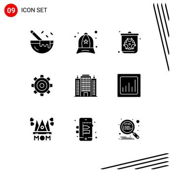 Set of 9 Modern UI Icons Symbols Signs for resort setting bin job basic Editable Vector Design Elements