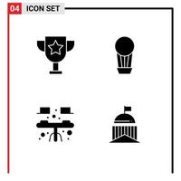 Modern Set of Solid Glyphs Pictograph of award table air desk flag Editable Vector Design Elements