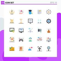 Pack of 25 Modern Flat Colors Signs and Symbols for Web Print Media such as eshop report wedding layout book Editable Vector Design Elements