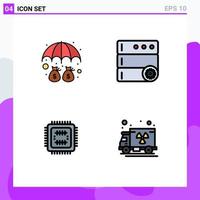 4 Creative Icons Modern Signs and Symbols of deposit technology protection server gas Editable Vector Design Elements