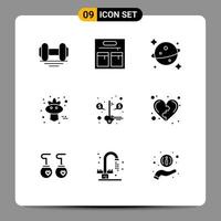 grupo de símbolos de iconos universales de 9 glifos sólidos modernos de desarrollo ahorro de espacio dinero elementos de diseño de vectores editables de acción de gracias