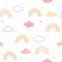 Beautiful pattern with rainbows and clouds. vector