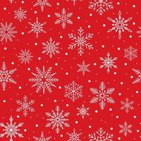 Christmas pattern with snowflakes on a red background vector