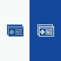 Setting Controller Target Object Line and Glyph Solid icon Blue banner vector