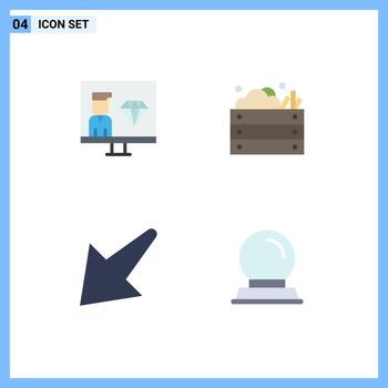 4 User Interface Flat Icon Pack of modern Signs and Symbols of coding vegetables programmer farming down Editable Vector Design Elements