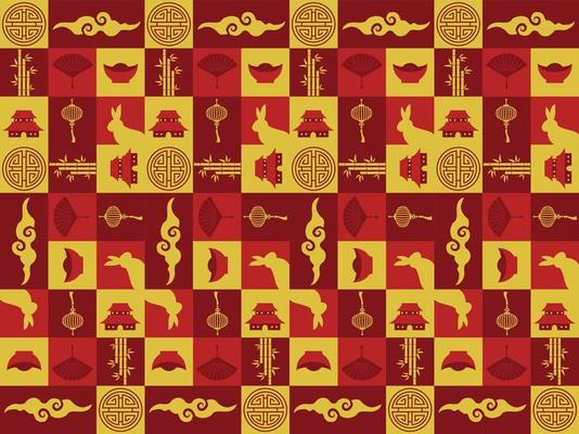 geometric chinese new year background zodiac japanese vector pattern seamless rich red lunar asian