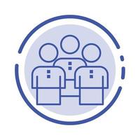 Friends Business Group People Protection Team Workgroup Blue Dotted Line Line Icon vector