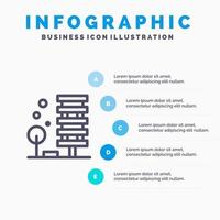 Agriculture Architecture Building City Environment Line icon with 5 steps presentation infographics Background vector