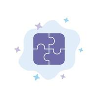 puzzle piezas estrategia trabajo en equipo icono azul sobre fondo de nube abstracta vector