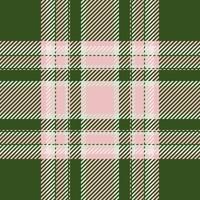 Plaid check pattern in green color. Seamless fabric texture. Tartan textile print. vector