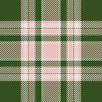 Plaid check pattern in green color. Seamless fabric texture. Tartan textile print. vector