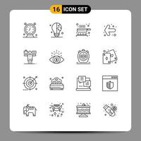 Outline Pack of 16 Universal Symbols of play balance cook left arrow Editable Vector Design Elements