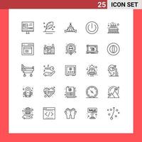 25 User Interface Line Pack of modern Signs and Symbols of power electronics quill devices tent Editable Vector Design Elements