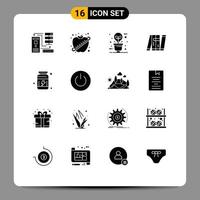 16 Universal Solid Glyphs Set for Web and Mobile Applications intelligent autonomous fitness artificial illumination Editable Vector Design Elements