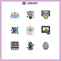Set of 9 Modern UI Icons Symbols Signs for chemistry atom delete multimedia direction Editable Vector Design Elements